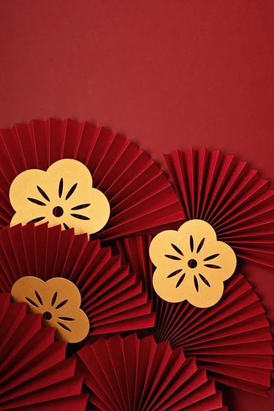 Chinese new year festival or wedding decoration over red background — Fotografia de Stock
