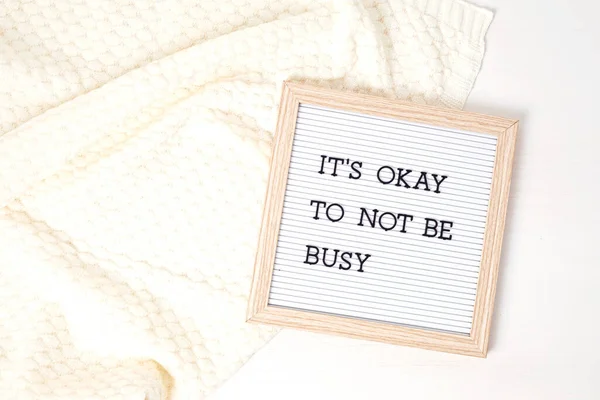 Letter Board Text Okay Busy Comfort Cozy Slow Life Concept — Stock Photo, Image