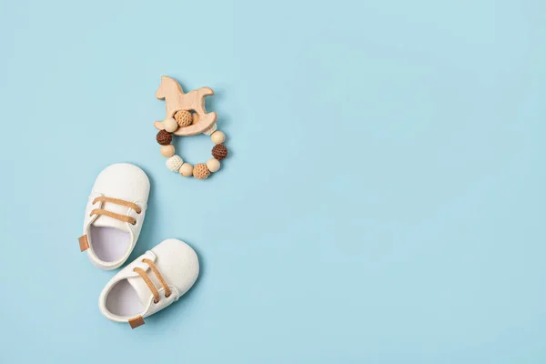 Babyschoenen Wattenstaafjes Biologische Pasgeboren Mode Branding Kleine Bedrijven Idee Baby — Stockfoto