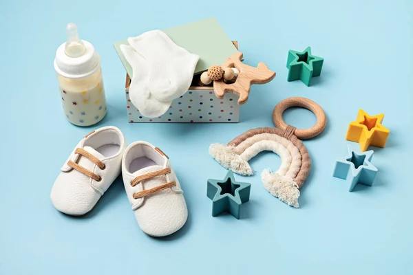 Babyschoenen Wattenstaafjes Biologische Pasgeboren Mode Branding Kleine Bedrijven Idee Baby — Stockfoto