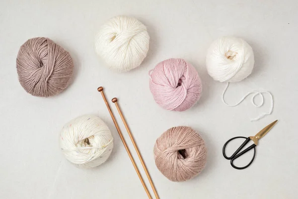 Craft Hobby Background Yarn Natural Colors Recomforting Hobby Reduce Stress — Stock Photo, Image