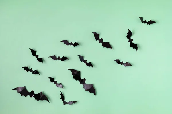 Fond Halloween Avec Des Silhouettes Chauves Souris Couché Plat Vue — Photo