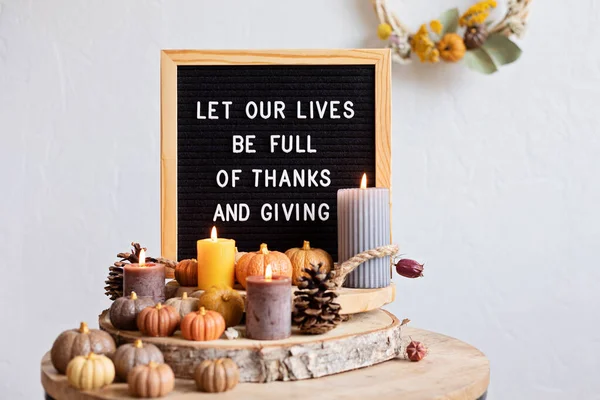 Feltro Carta Bordo Texto Deixar Nossas Vidas Ser Cheio Agradecimento — Fotografia de Stock