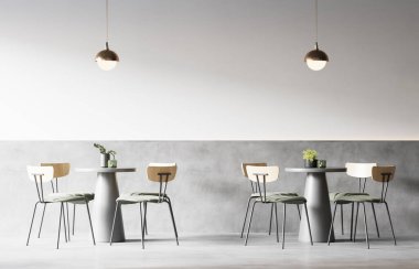 Dahili Kahve Dükkanı Duvar Modeli - 3D Hazırlama, 3D Görüntü 