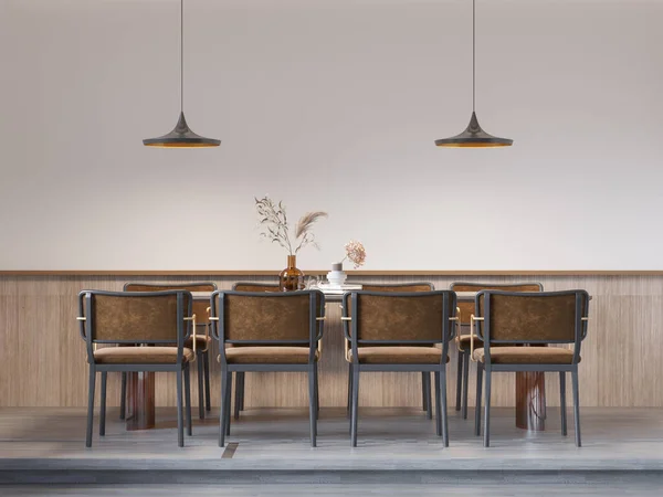 Interior Cafetería Mockup Pared Renderizado Ilustración — Foto de Stock