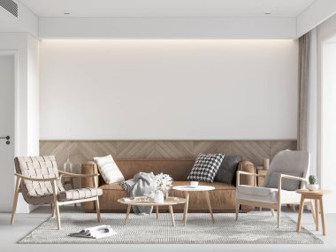 İç Salon Duvar Modeli - 3D Yapılandırma, 3D Görüntü 