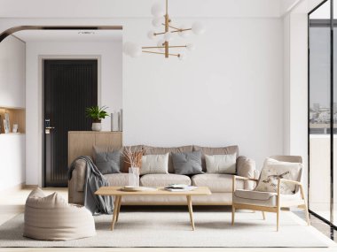 İç Salon Duvar Modeli - 3D Yapılandırma, 3D Görüntü 