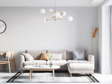 İç Salon Duvar Modeli - 3D Yapılandırma, 3D Görüntü 