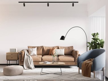 İç Salon Duvar Modeli - 3D Yapılandırma, 3D Görüntü 