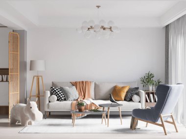İç Salon Duvar Modeli - 3D Yapılandırma, 3D Görüntü 
