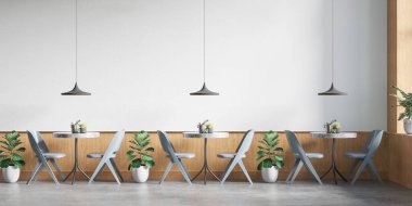 Dahili Kafe Duvarı Modeli - 3d Yapılandırma, 3d Görüntü 