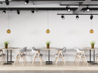 Dahili Kafe Duvarı Modeli - 3d Yapılandırma, 3d Görüntü 