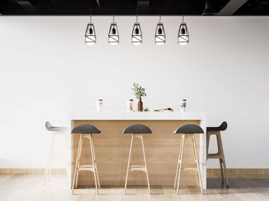 Dahili Kafe Duvarı Modeli - 3d Yapılandırma, 3d Görüntü 