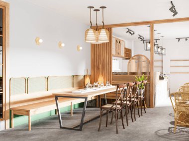 Dahili Kafe Duvarı Modeli - 3d Yapılandırma, 3d Görüntü 