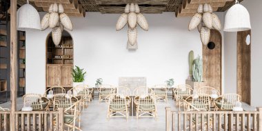 Dahili Kafe Duvarı Modeli - 3d Yapılandırma, 3d Görüntü 