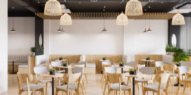 Dahili Kafe Duvarı Modeli - 3d Yapılandırma, 3d Görüntü 