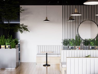 Dahili Kafe Duvarı Modeli - 3d Yapılandırma, 3d Görüntü 