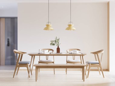 İç Yemek Odası Duvar Modeli - 3D Hazırlama, 3D Görüntü 