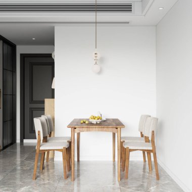 İç Yemek Odası Duvar Modeli - 3D Hazırlama, 3D Görüntü 