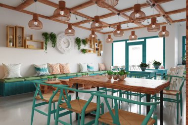 Dahili Kafe Duvarı Modeli - 3d Yapılandırma, 3d Görüntü 