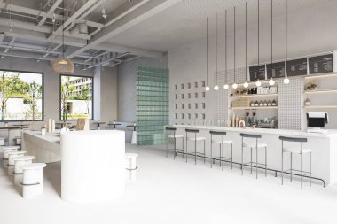 3D Rendering Coffee Shop ve Cafe Lounge Restoranı