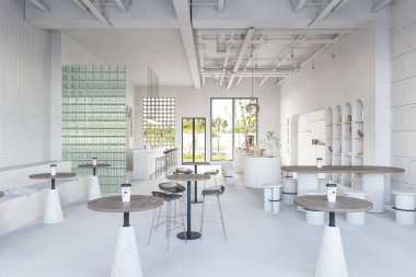 3D Rendering Coffee Shop ve Cafe Lounge Restoranı