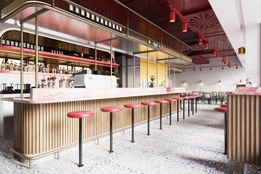 3D Rendering Coffee Shop ve Cafe Lounge Restoranı