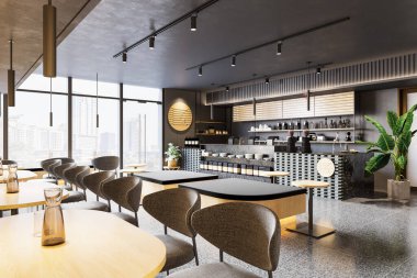 3D Rendering Coffee Shop ve Cafe Lounge Restoranı