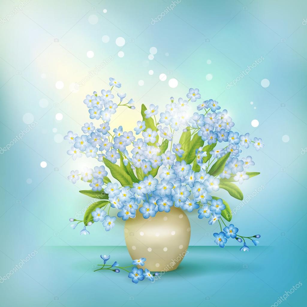 春青の花を花瓶ベクトル ワスレナグサ ストックベクター C Kostins 春青の花を花瓶ベクトル ワスレナグサ ストックベクター C Kostins