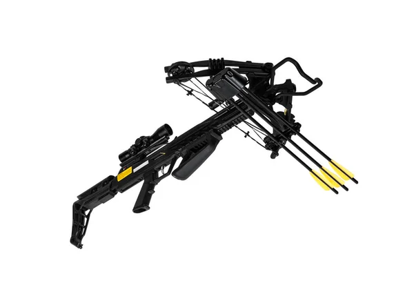 Modern Crossbow Quiet Weapon Hunting Sports Recreation Isolate White Background — Stock Photo, Image