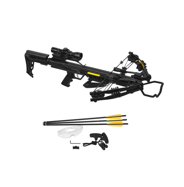 Modern Crossbow Quiet Weapon Hunting Sports Recreation Isolate White Background — Stock Photo, Image