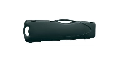 Silah taşımak ve depolamak için yeşil plastik bir çanta. Silah taşıyıcısı beyaz arkaplanda izole edildi.