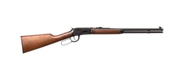 American rifle of the times of the wild west. Vintage weapons. Isolate on a white background.