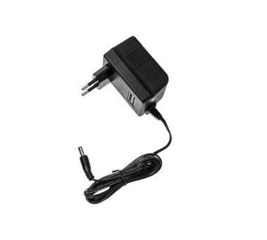 Çeşitli elektronik aletler için güç kaynağı. AC 220 voltu DC 'ye dönüştürmek için bir cihaz. Beyaz arkaplanda izole et.