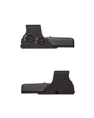 Modern optik kolatör görüşü. Kısa mesafeden ateş etmek için nişan alma cihazı. Beyaz arkaplanda izole et.