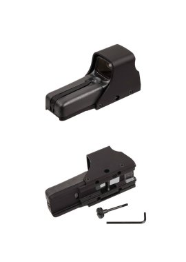 Modern optik kolatör görüşü. Kısa mesafeden ateş etmek için nişan alma cihazı. Beyaz arkaplanda izole et.