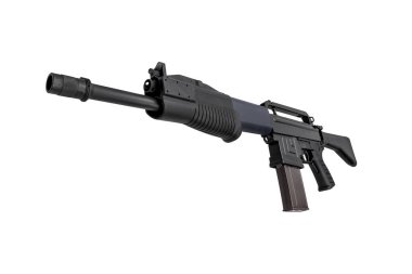 Modern yarı otomatik tüfek. Spor ve av için silahlar. Polis, ordu ve özel kuvvetler. Beyaz arkaplanda izole et.