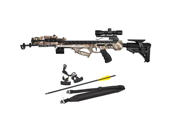 Modern Crossbow Isolate White Background Quiet Weapon Hunting Sports — Stock Photo, Image