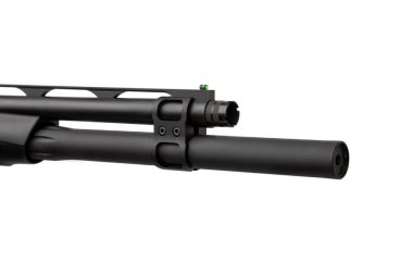 Modern yarı otomatik tüfek. Spor ve av için silahlar. Beyaz arkaplanda silah izole edildi.