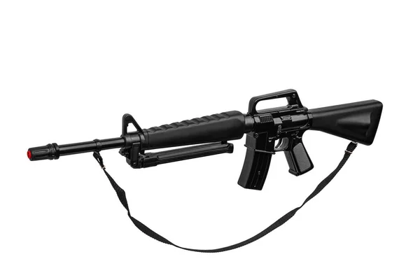 Černá Plastová Hračka Děti Nejsou Skutečné Zbraně Karabiny M16 Izolovat — Stock fotografie