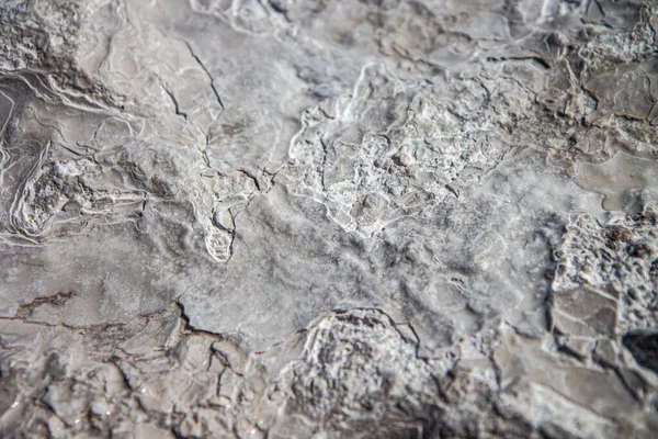 Stone Texture Covered Calcium Deposits Pamukale Texture Grey Background — Photo