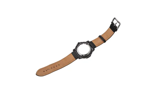 Armbandsur Isolera Vit Bakgrund Sport Armbandsur Med Ett Läderarmband Klockor — Stockfoto