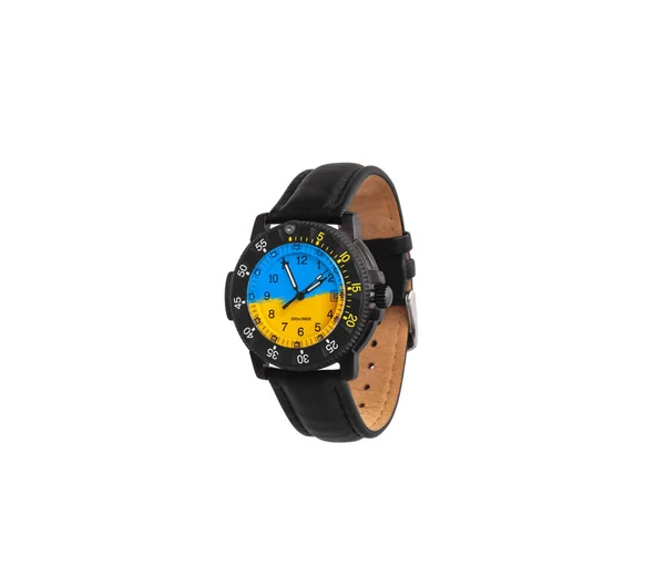 Armbanduhr Isoliert Auf Weißem Hintergrund Sport Armbanduhr Mit Lederarmband Uhren — Stockfoto