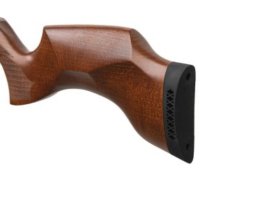 Fütürist tasarımı olan modern bir havalı tüfek. Spor ve eğlence için pnömatik silahlar. Beyaz arkaplanda izole et.