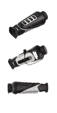 Modern monoküler termal görüntüleyici beyaz bir arka plan üzerinde izole. Termal radyasyonu sabitlemek için bir cihaz.