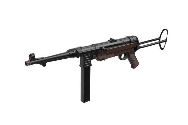 老式德国冲锋枪Mp 第二次世界大战的武器 在白色背景上分离 — 图库照片