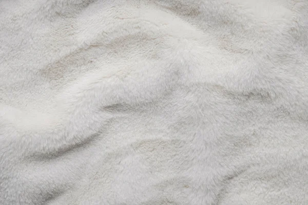 Texture of faux fur. Empty place for text, quote or sayings. Top view. Closeup. Light fur background.