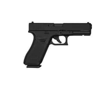 Hava tabancası. Hava yumuşaklığı, spor ve eğlence için modern pnömatik silah. Bir manken, gerçek bir tabancanın kopyası. Beyaz arkaplanda izole et.