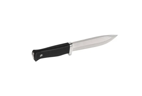Gümüş Bıçaklı Lastik Saplı Modern Bıçağı Çelik Kollar Beyaz Arkaplanda — Stok fotoğraf