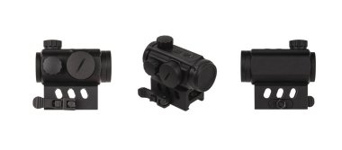 Modern optik kolatör görüşü. Kısa mesafeden ateş etmek için nişan alma cihazı. Beyaz arkaplanda izole et.